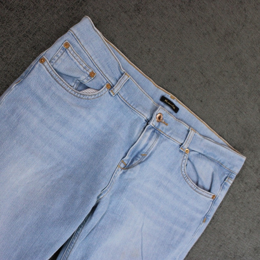 Massimo Dutti Womens Light Wash Straight Leg Jeans Size 10 Blue Denim